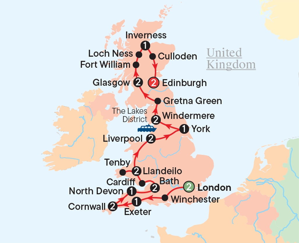 Map - England, Scotland & Wales - Travel with Dennis Bunnik